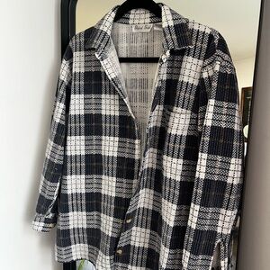 Vintage Plaid Black and White Women's Button Up
